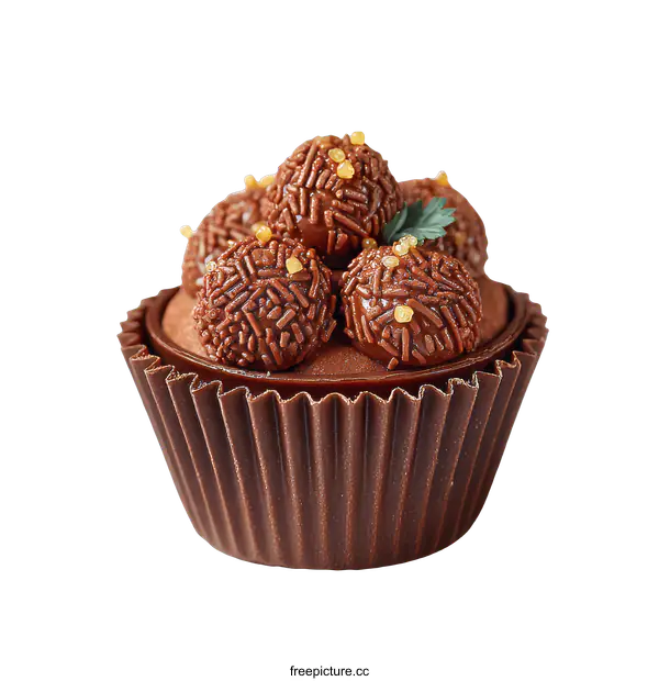 [Transparent Background PNG]Chocolate Truffles in a Chocolate Cup