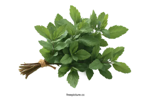 [Transparent Background PNG]Fresh Mint Bunch Close-up