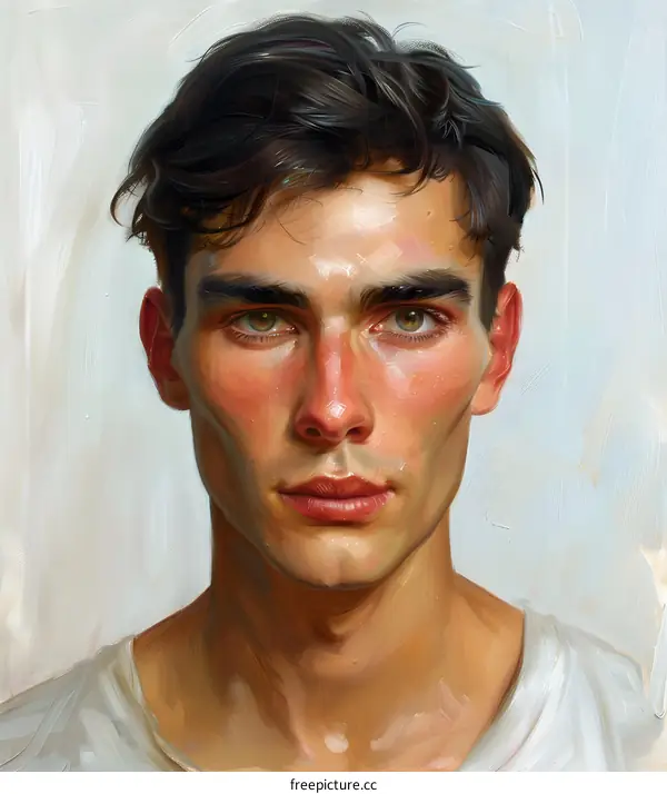 Portrait Painting of a Man with Green Eyes