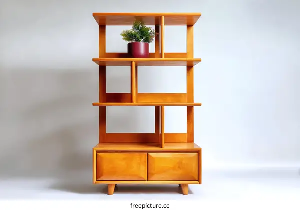 Mid-Century Modern Wooden Bookcase