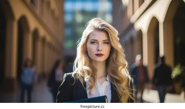Confident Blonde Woman in City