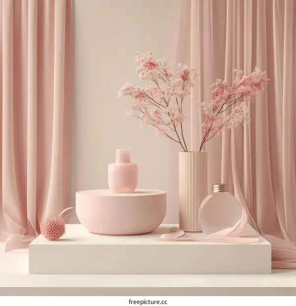 Feminine Pink and White Floral Still Life