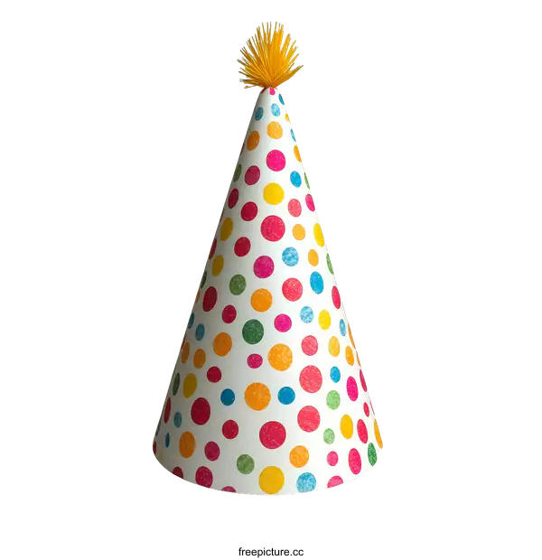 [Transparent Background PNG]Colorful Party Cone Hat with Polka Dots