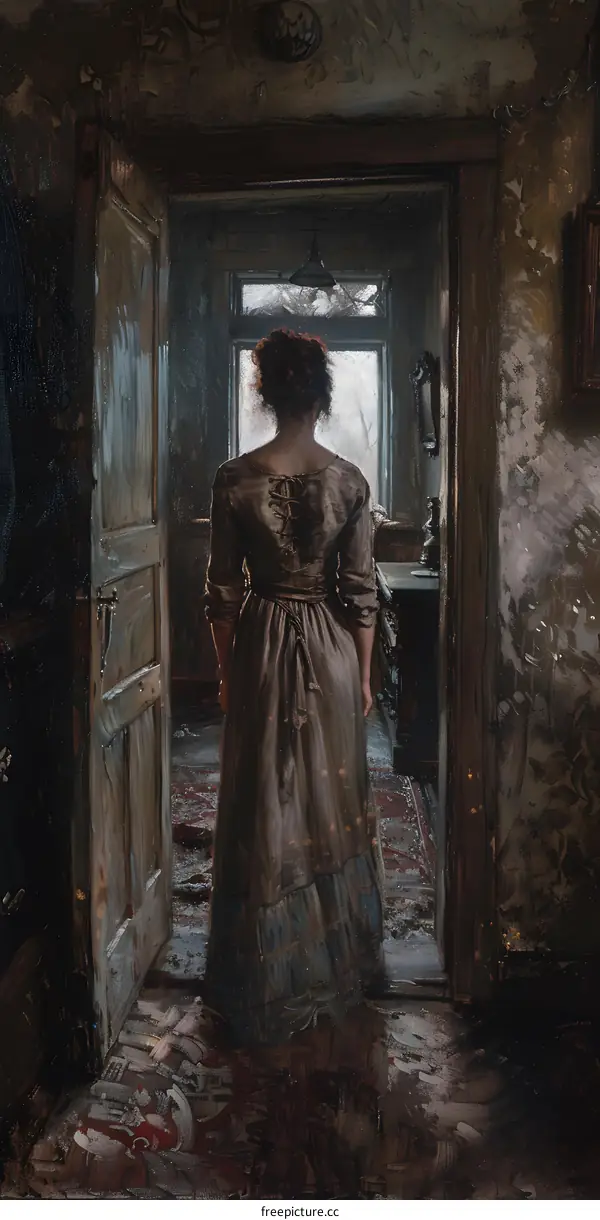 woman standing in front of door