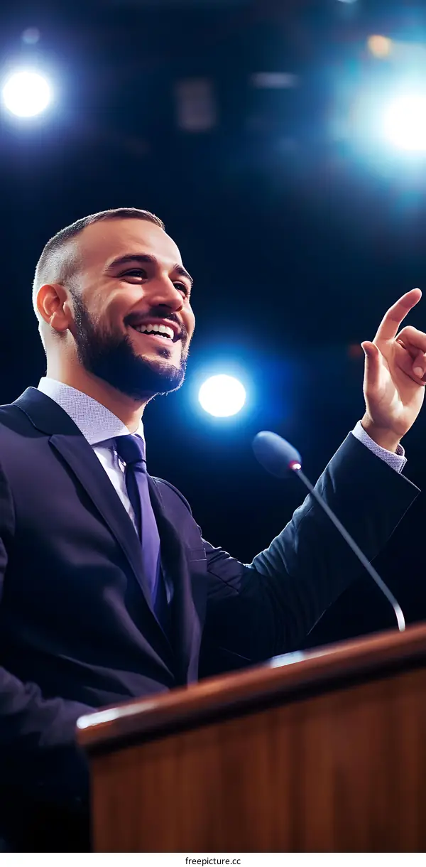 Man Giving a Speech at a Conference or Event