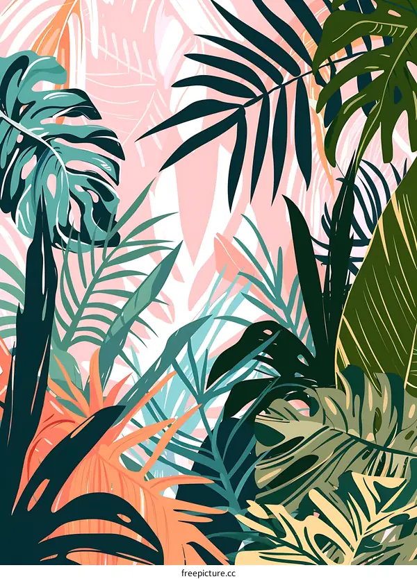 Tropical Leaves Pattern Illustration