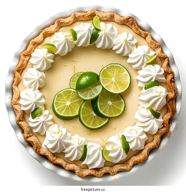 Key Lime Pie with Whipped Cream and Lime Slices