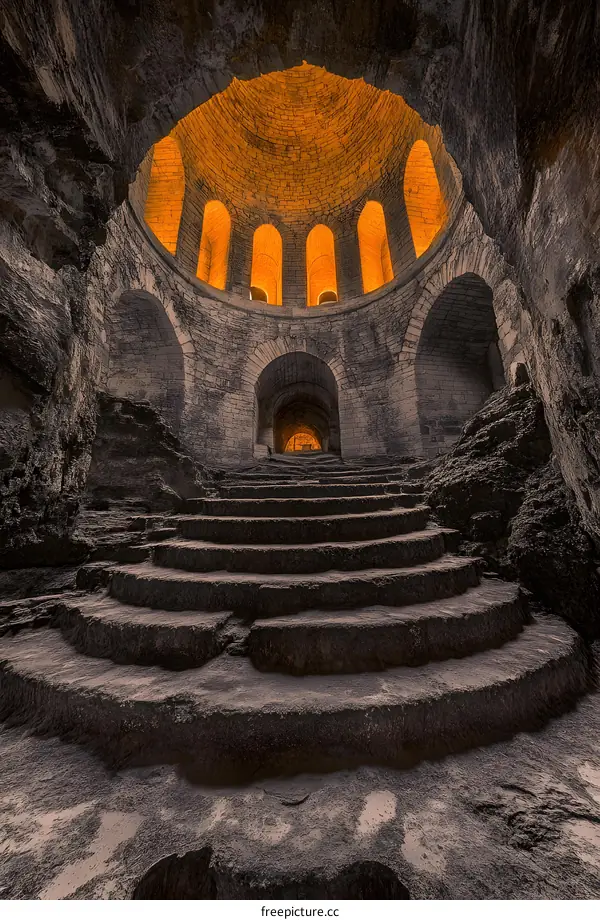 Stone Stairs Leading Up To Ancient Dome