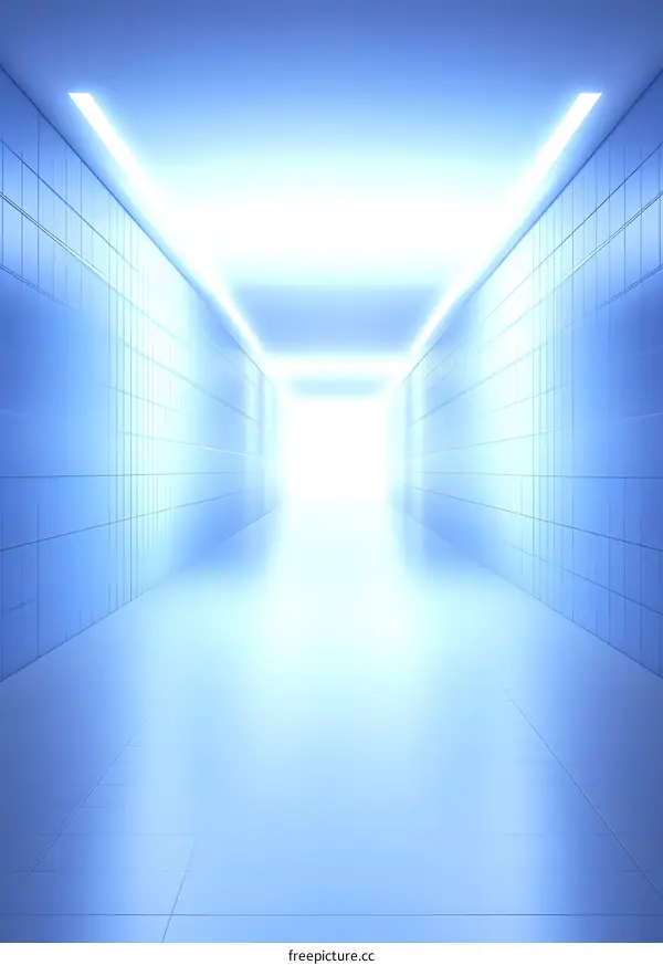 White Tile Corridor With Bright Light