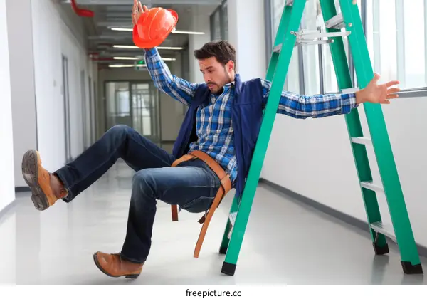 Construction Worker Accident on Ladder
