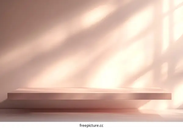 Elegant Empty Shelf Showcase with Soft Light and Shadows