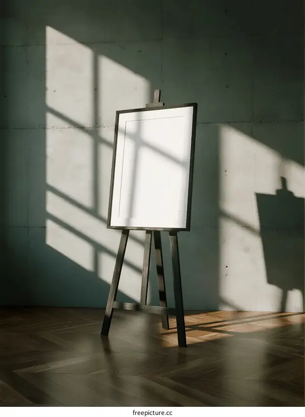 Empty Easel Standing in Modern Minimalist Room with Natural Light