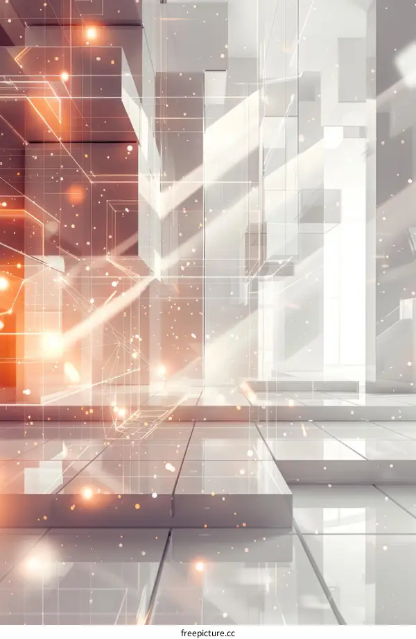 Glowing Sci-Fi Interior with Geometric Shapes