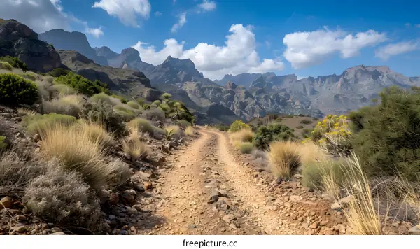 Dirt Road Winding Through Mountain Landscape