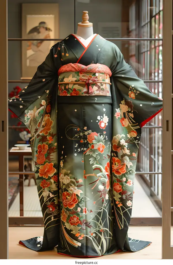 A kimono with a floral pattern