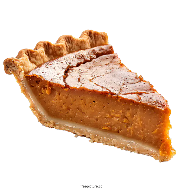 [Transparent Background PNG]Slice of Pumpkin Pie on White