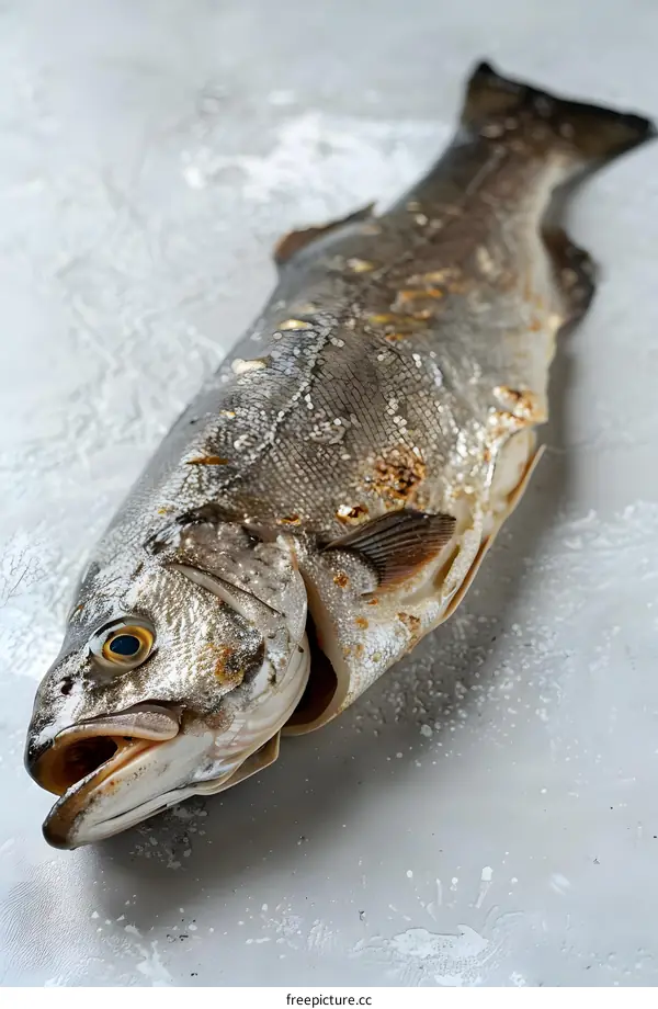 Freshly Caught Fish on Grey Background