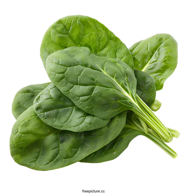 [Transparent Background PNG]Fresh Green Spinach Leaves on White Background