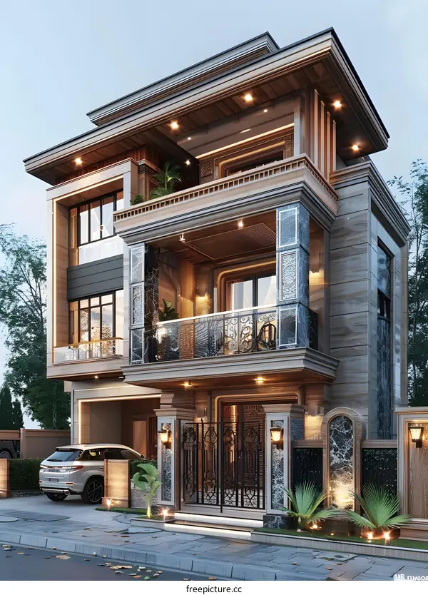 A Modern House with Palm Trees