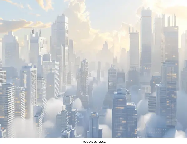 Futuristic Cityscape Above the Clouds