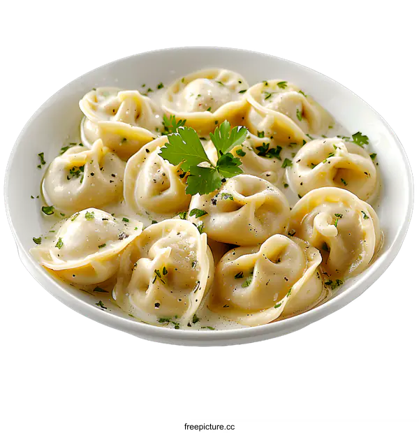 [Transparent Background PNG]dumplings in broth with parsley