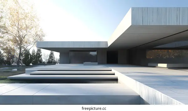 Modern Architecture House Exterior Design with Concrete and Glass