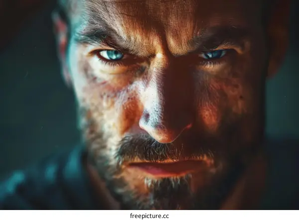 Portrait of a man with scars on his face