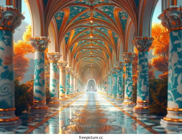 Ornate Hallway with Intricate Details