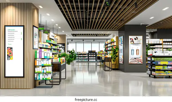 Modern Interior Design of a Pharmacy Store