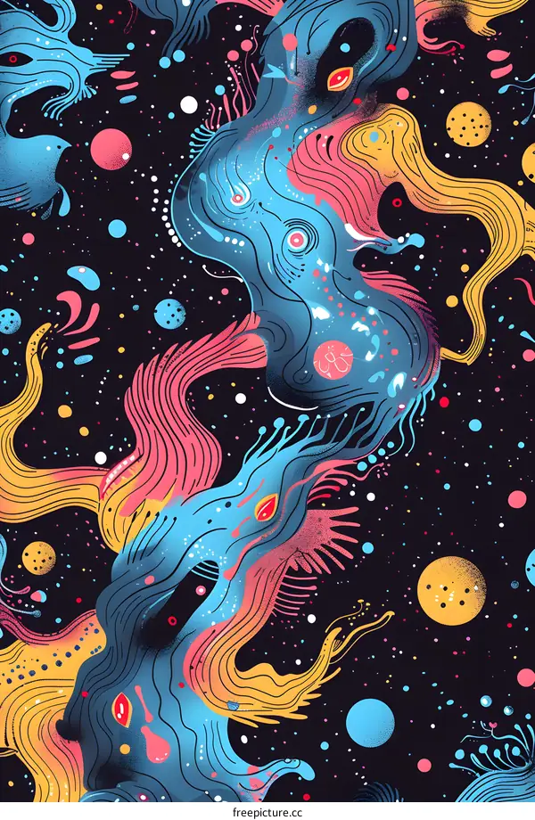 Abstract Cosmic Space Pattern with Vibrant Colors