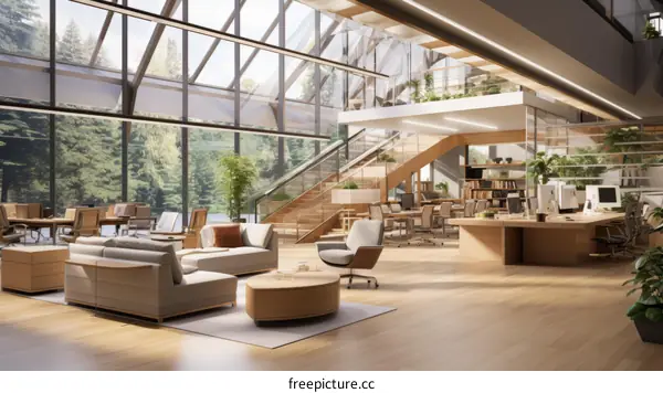 Modern Office Interior Design with Open Space and Natural Light