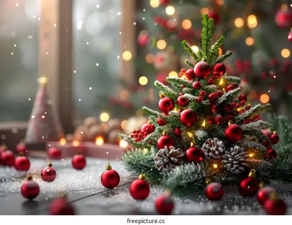 Christmas Tree Decorations with Snow