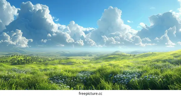 Beautiful Summertime Landscape Illustration