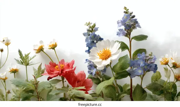 Colorful Floral Arrangement on White Background