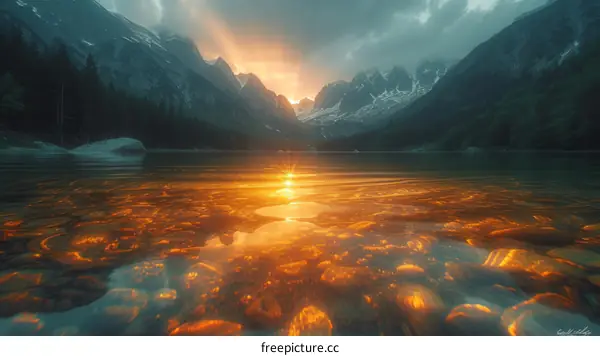 Stunning mountain lake landscape with crystal clear water and vibrant colors