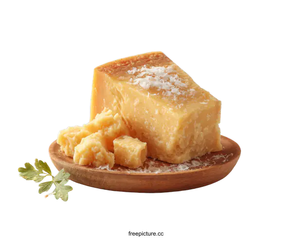 [Transparent Background PNG]Parmesan Cheese on Wooden Plate
