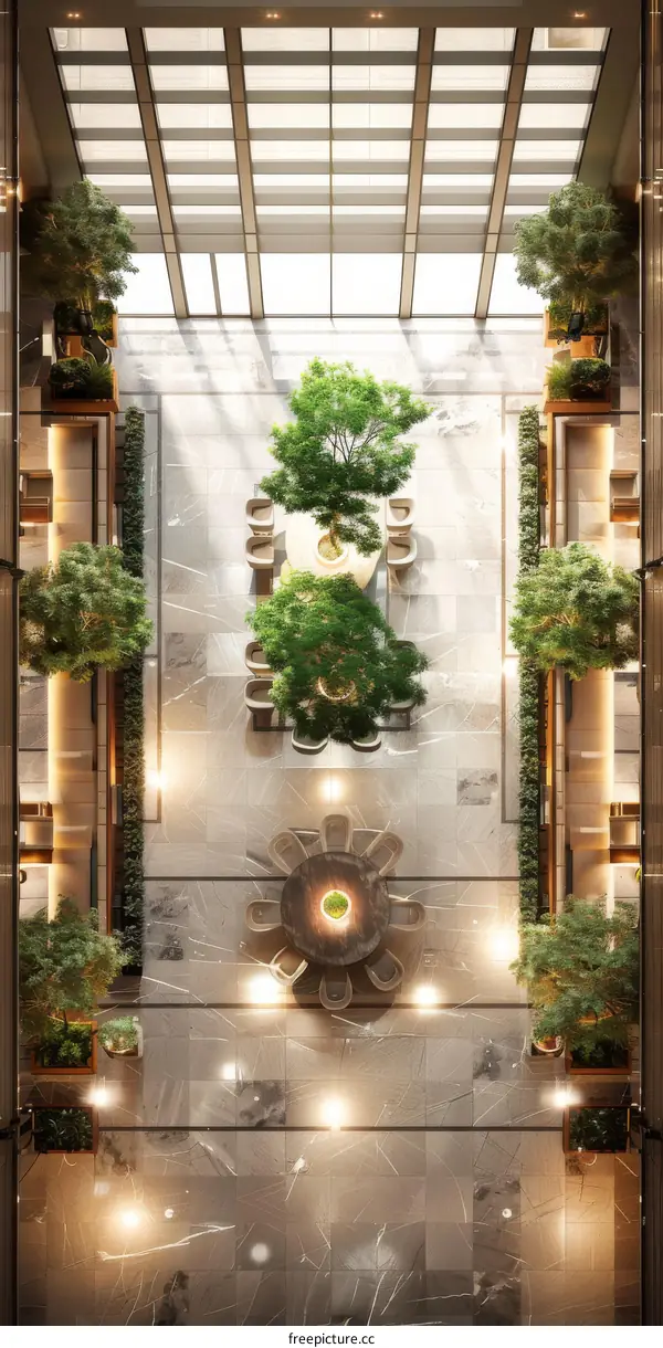 Modern Architectural Design Lobby Interior Illustration