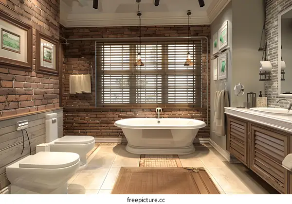 Bathroom Design with Brick Wall