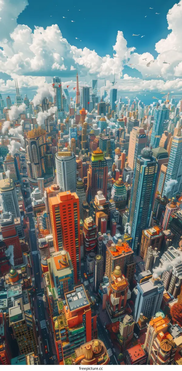 Futuristic Cityscape Aerial View Illustration