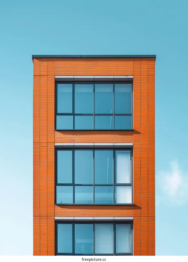 Modern Orange Brick Apartment Building with Large Windows