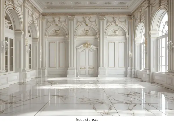 Elegant White Palace Hall Interior Design