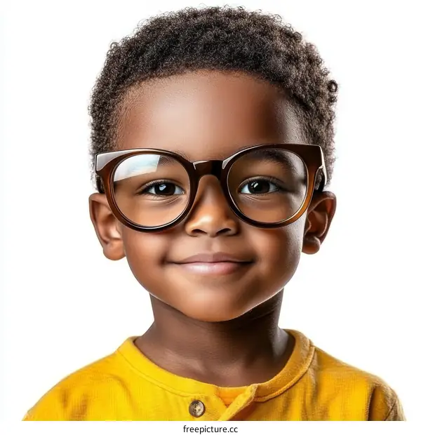 Smiling African American Boy Wearing Glasses