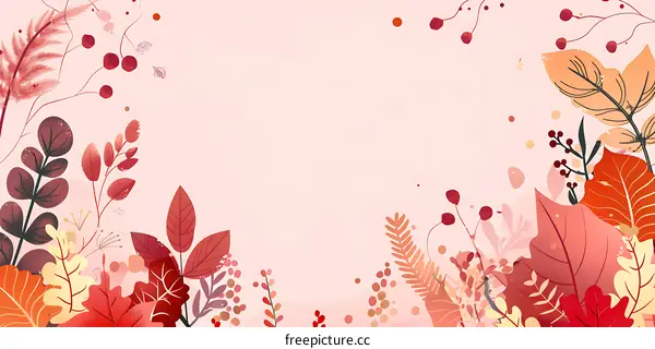 Autumn Leaves Floral Frame Background