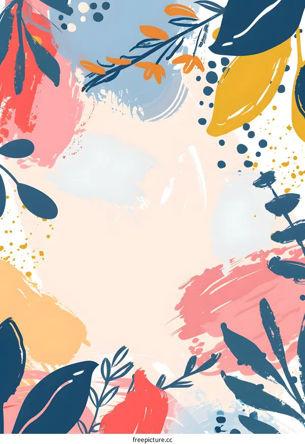 Abstract Floral Background With Paint Splatter