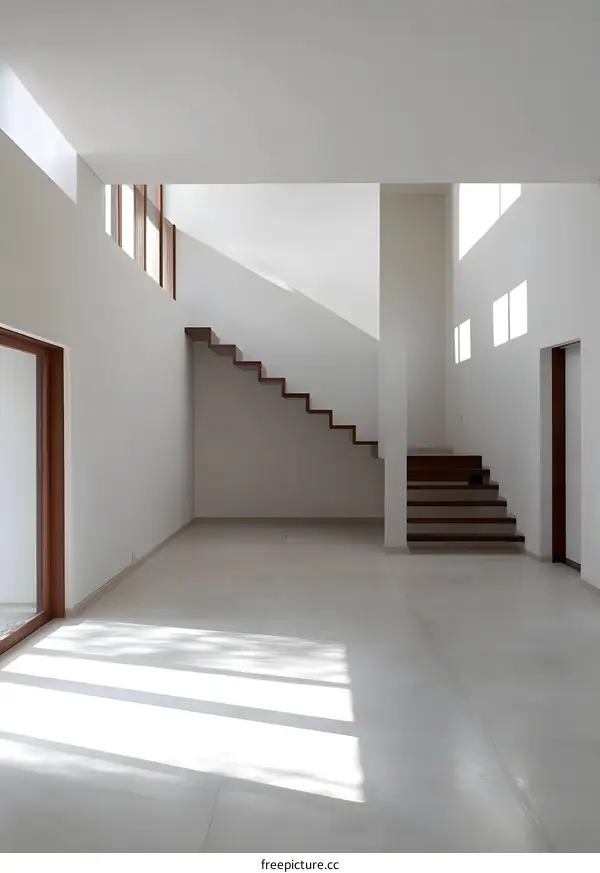 Modern Minimalist Staircase Interior Design with Natural Light