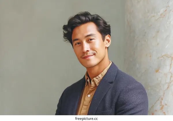 Close-up Portrait of a  Asian Man in a  Business Outfit