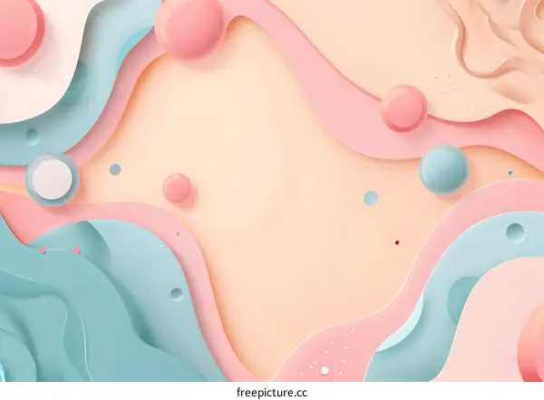 Abstract Paper Cut Background With Colorful Wavy Lines And Circles