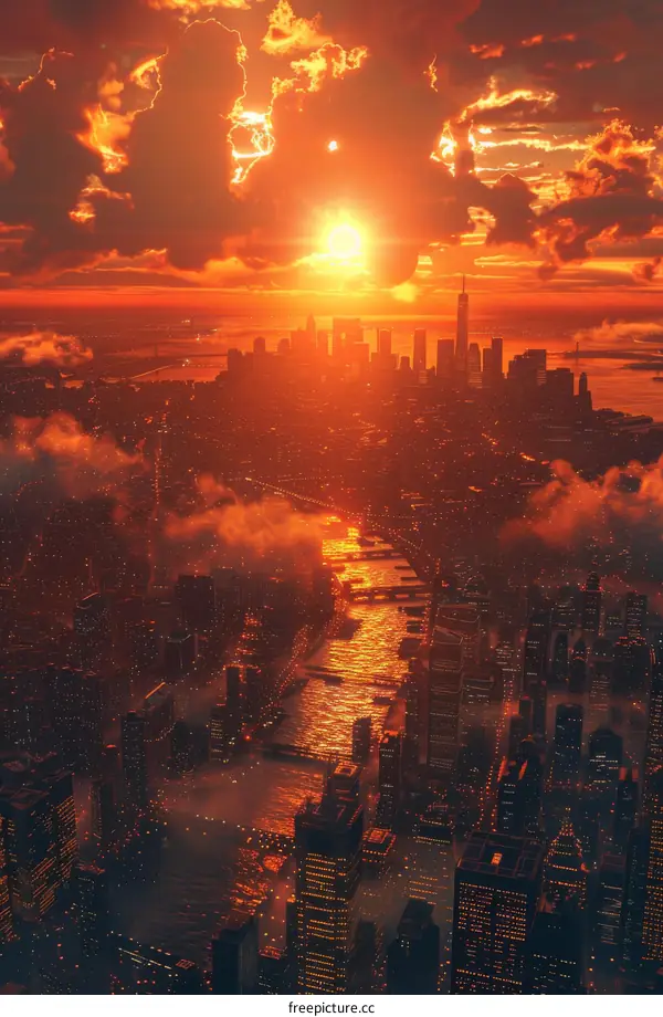 New York City Sunset Skyline