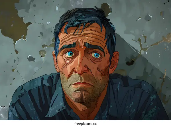 Portrait of a man with blue eyes