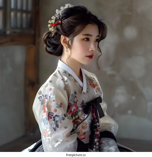 Portrait of a young woman in a hanbok